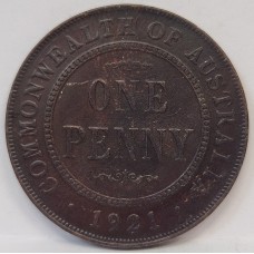 AUSTRALIA 1921 . ONE 1 PENNY . INDIAN DIE . 8 PEARLS